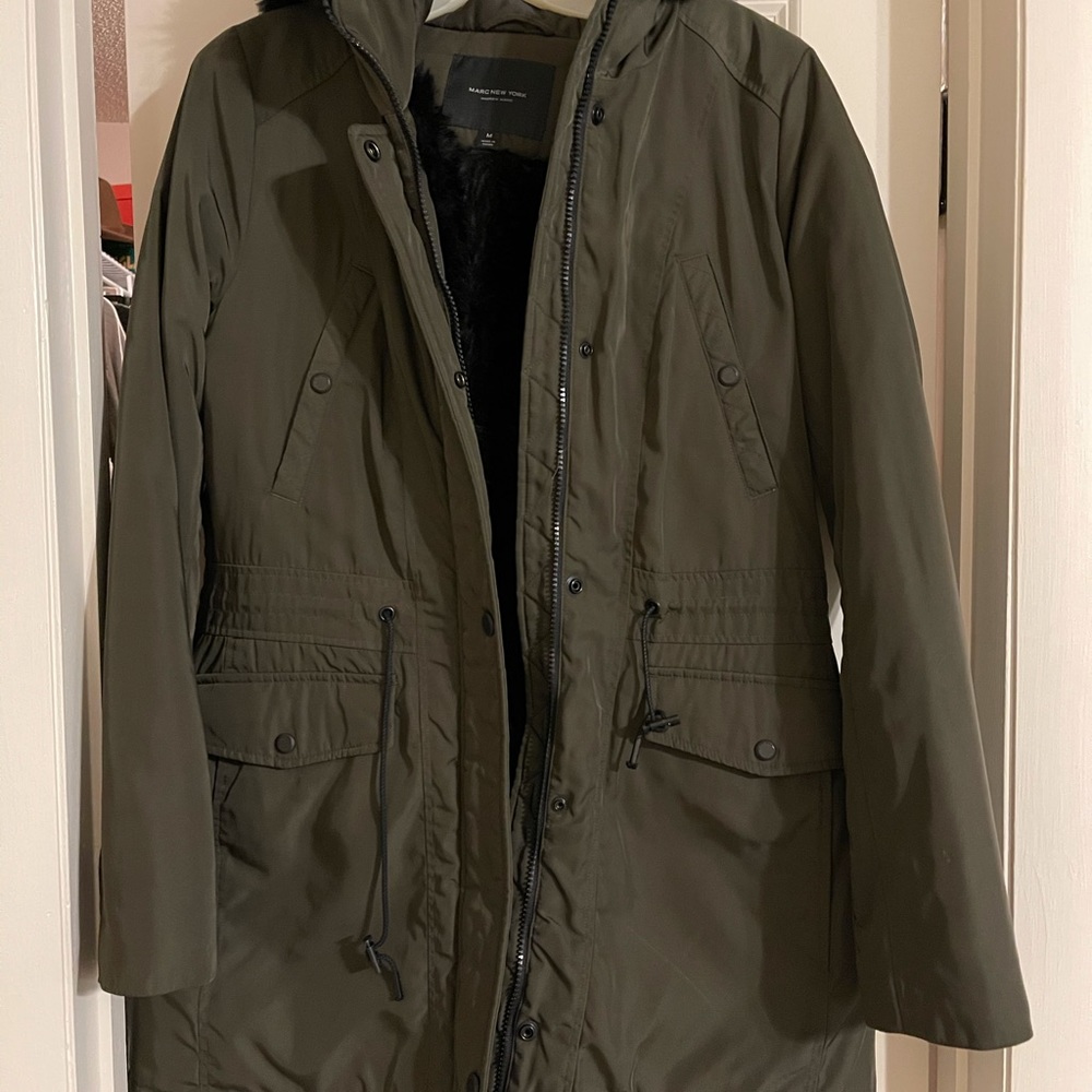 Marc New York Green Padded Jacket w/ Black Fur